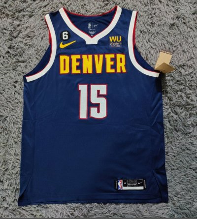 15 Jokic Denver Nuggets 75th Anniversary Navy Jersey player version with final patch